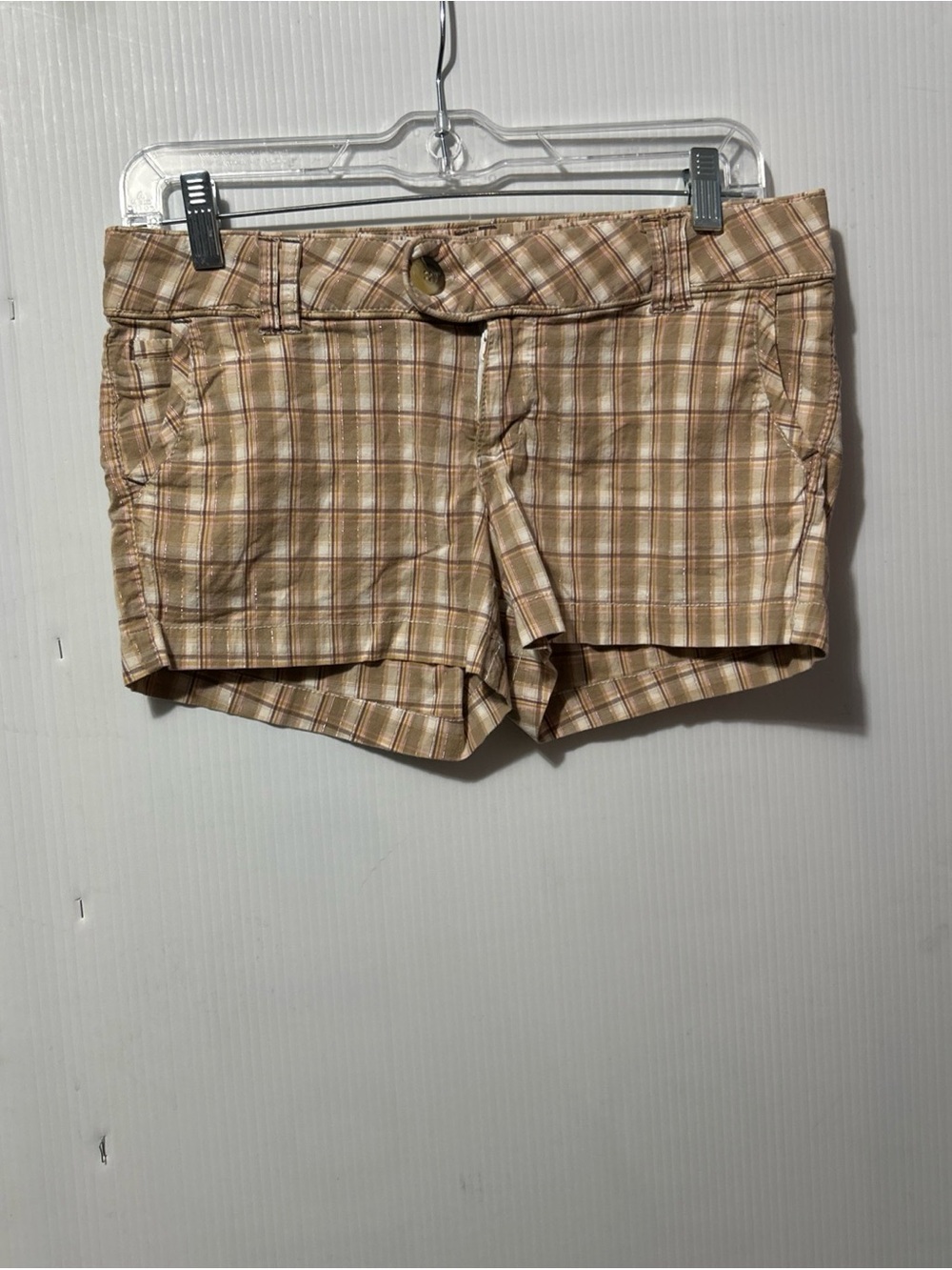 Paris Blues Tan Plaid High-Waist Women’s Shorts